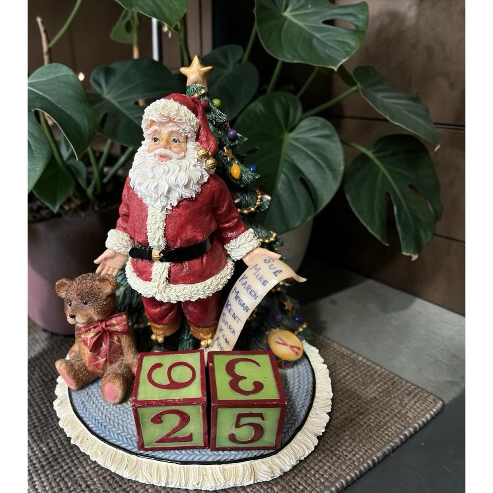 Fitz & Floyd 2003 Holiday Countdown Calendar Musical Music Box Here Comes‎ Santa